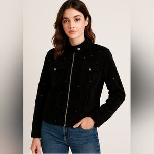 Vintage Quaker Factory corduroy Rhinestone Jacket Sz XS EUC